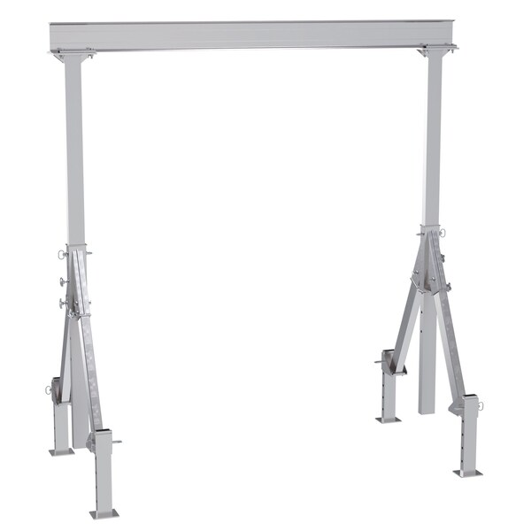 Vestil Aluminum Adjustable Height Gantry Crane w/Adjustable Leveling Option 10 ft.x12 ft. 4K Silver AHA-4-10-12-ALO - main